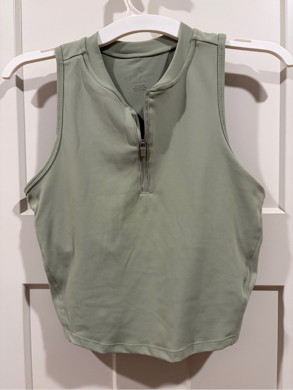 Danskin Light Sage Zip-Front Active Tank